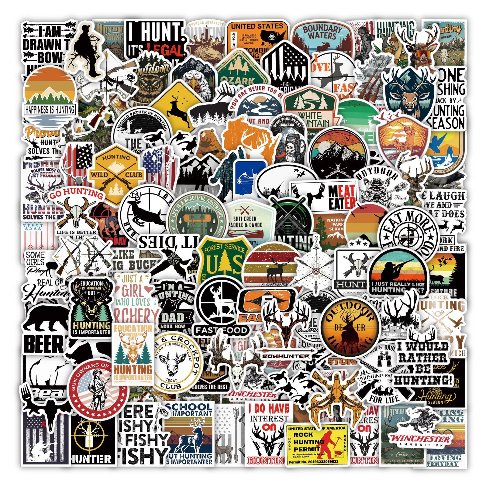 100Pcs Go Hunting Cartoon Sticker for Teens Girls Scrapbooking Water Bottles