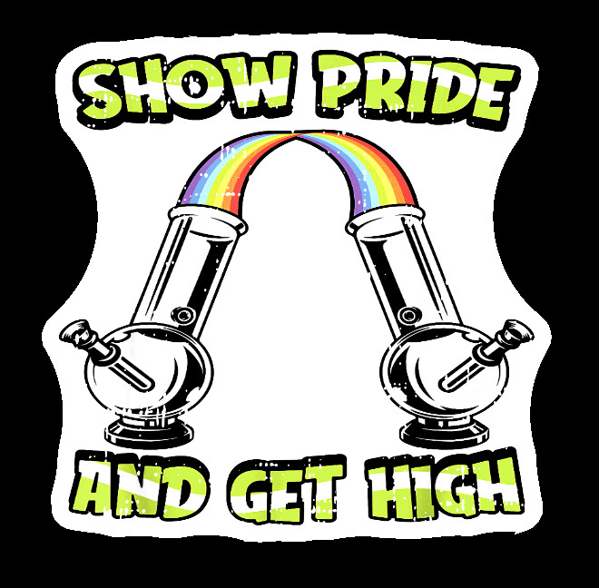Show Pride Get High 420 Weatherproof Vinyl Sticker UV Safe Cannabis Weed Sticker