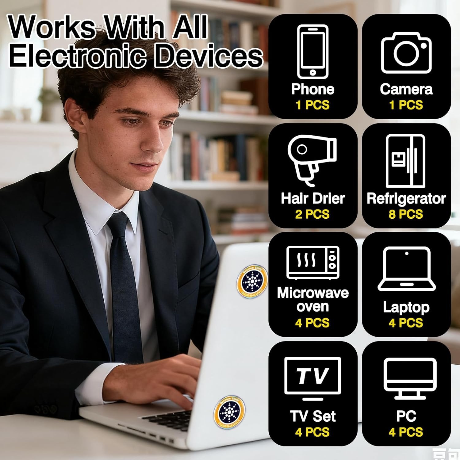 8-Pack Radiation Blocking Stickers – Gold & Silver Energy Balancers for Devices
