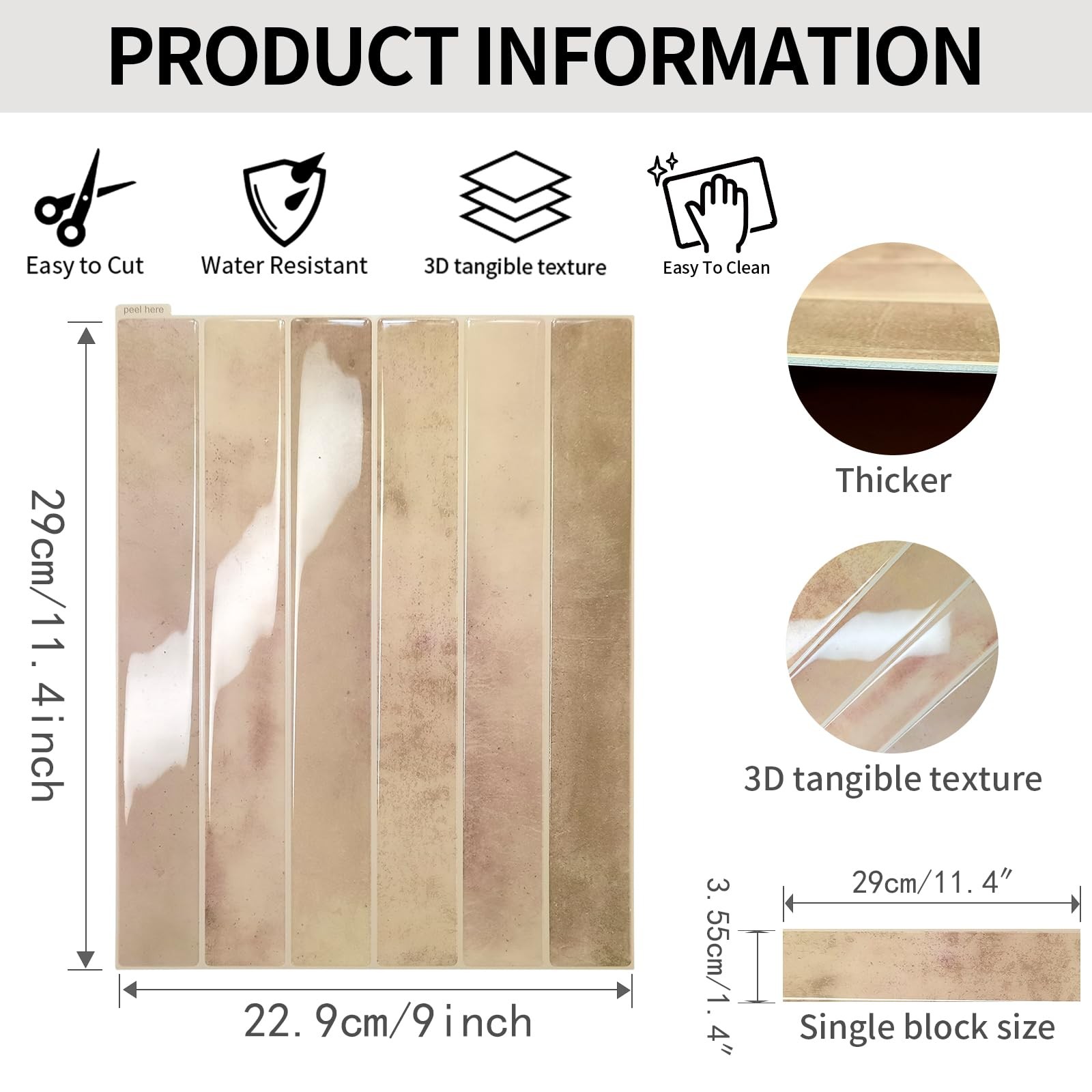 10 Sheet Pink with Beige 9 * 11.4 in backsplash Tiles Peel Stick for Kitchen …