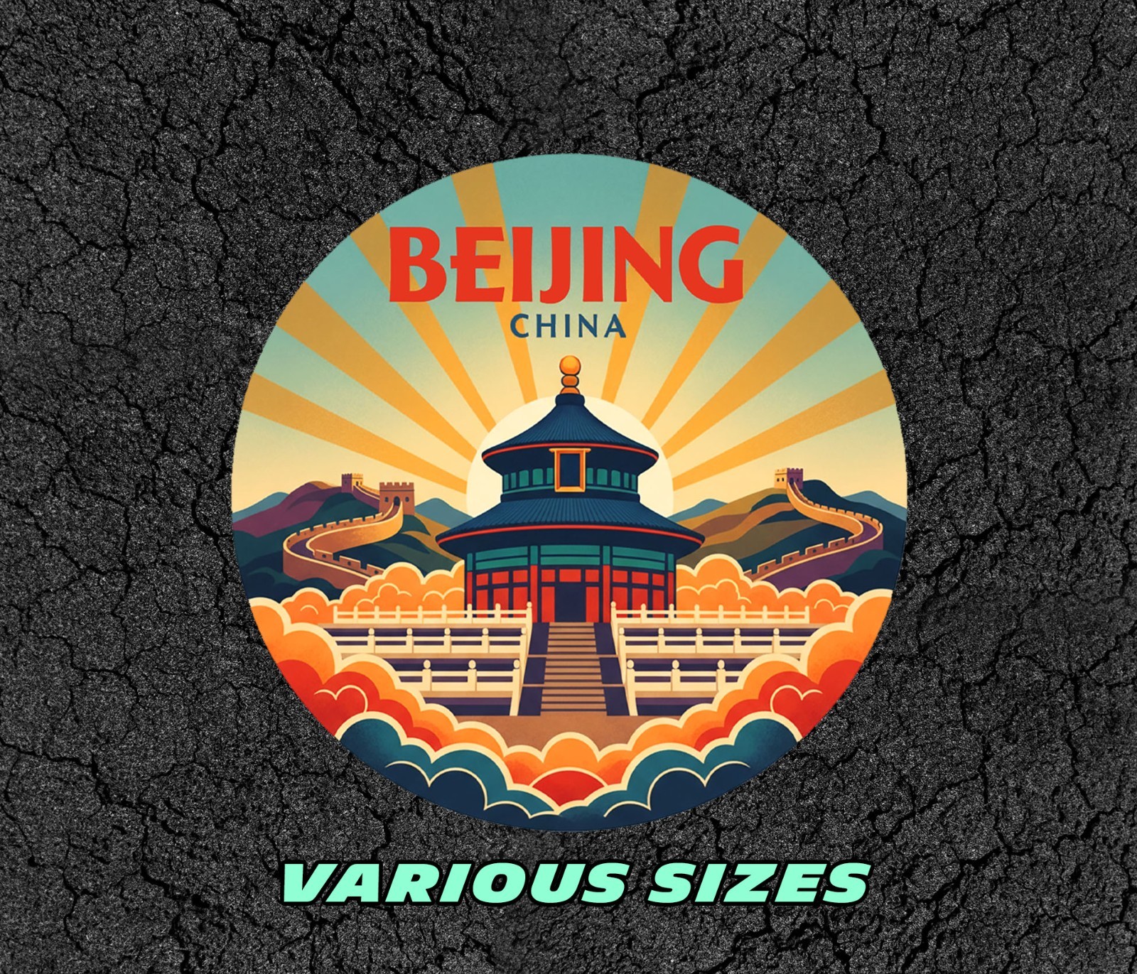 Beijing China Vintage Travel Sticker Die Cut Waterproof Vinyl Laptop Decal
