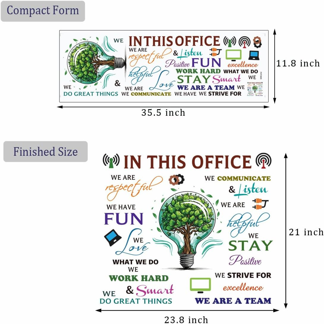 Office Inspirational Wall Decals – Positive Sayings Peel Stick Stickers, Colorfu