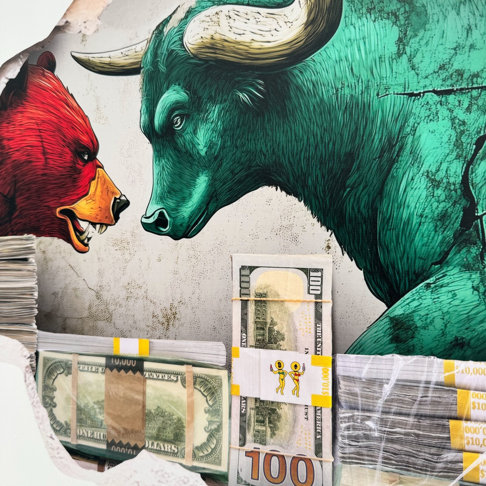 Wall Street Bull vs Bear Money Premium Vinyl Decal