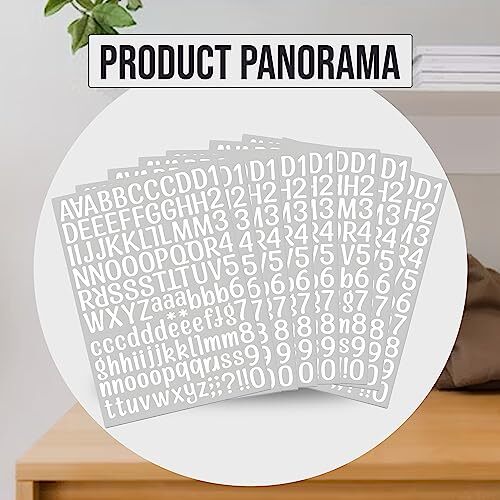 1260 pcs 10 Sheets Self Adhesive Vinyl Letters Numbers Kit, 1 Inch 10 White