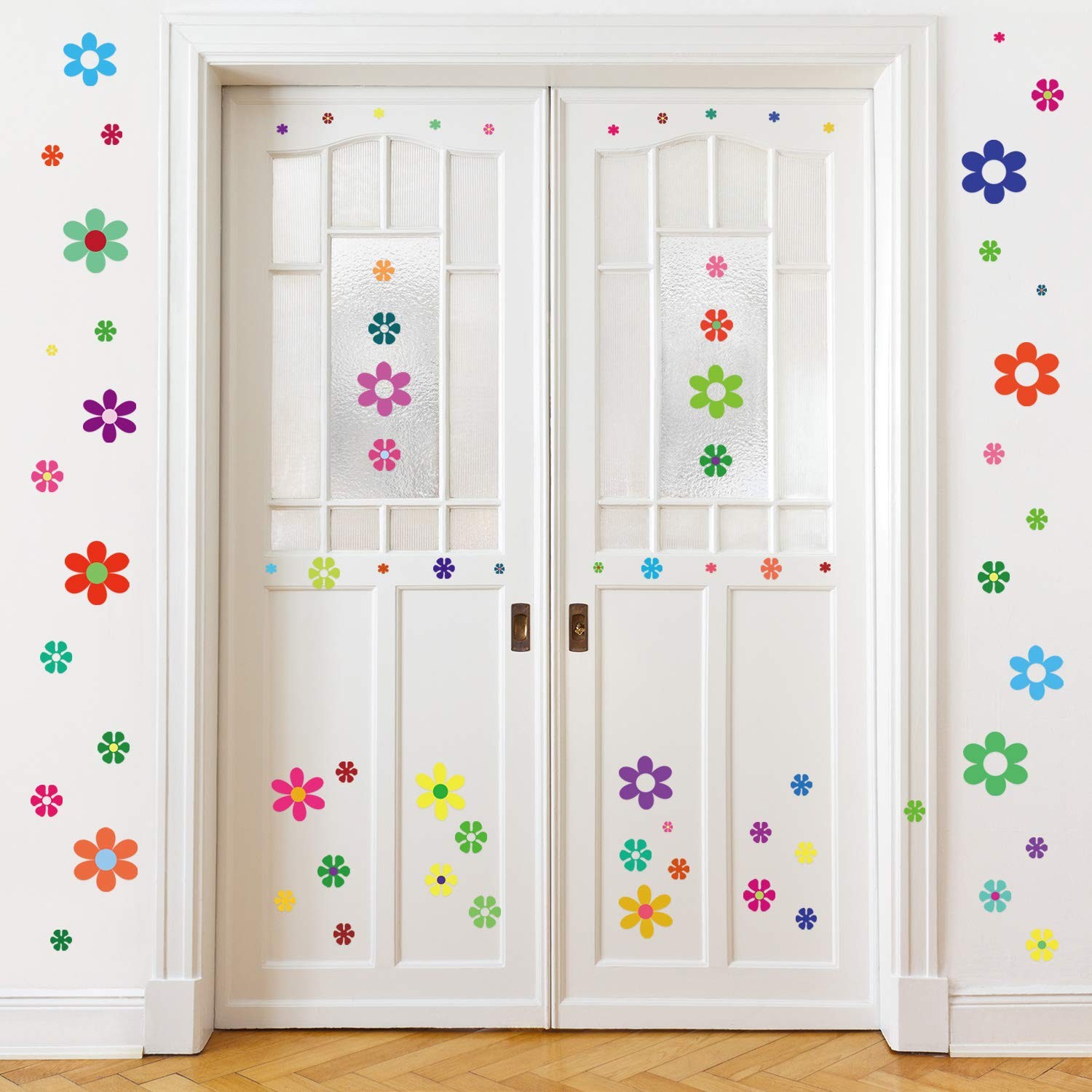 Zonon 12 Sheets Daisy Stickers Flower Car Decals 96 Piece Set, Multicolored