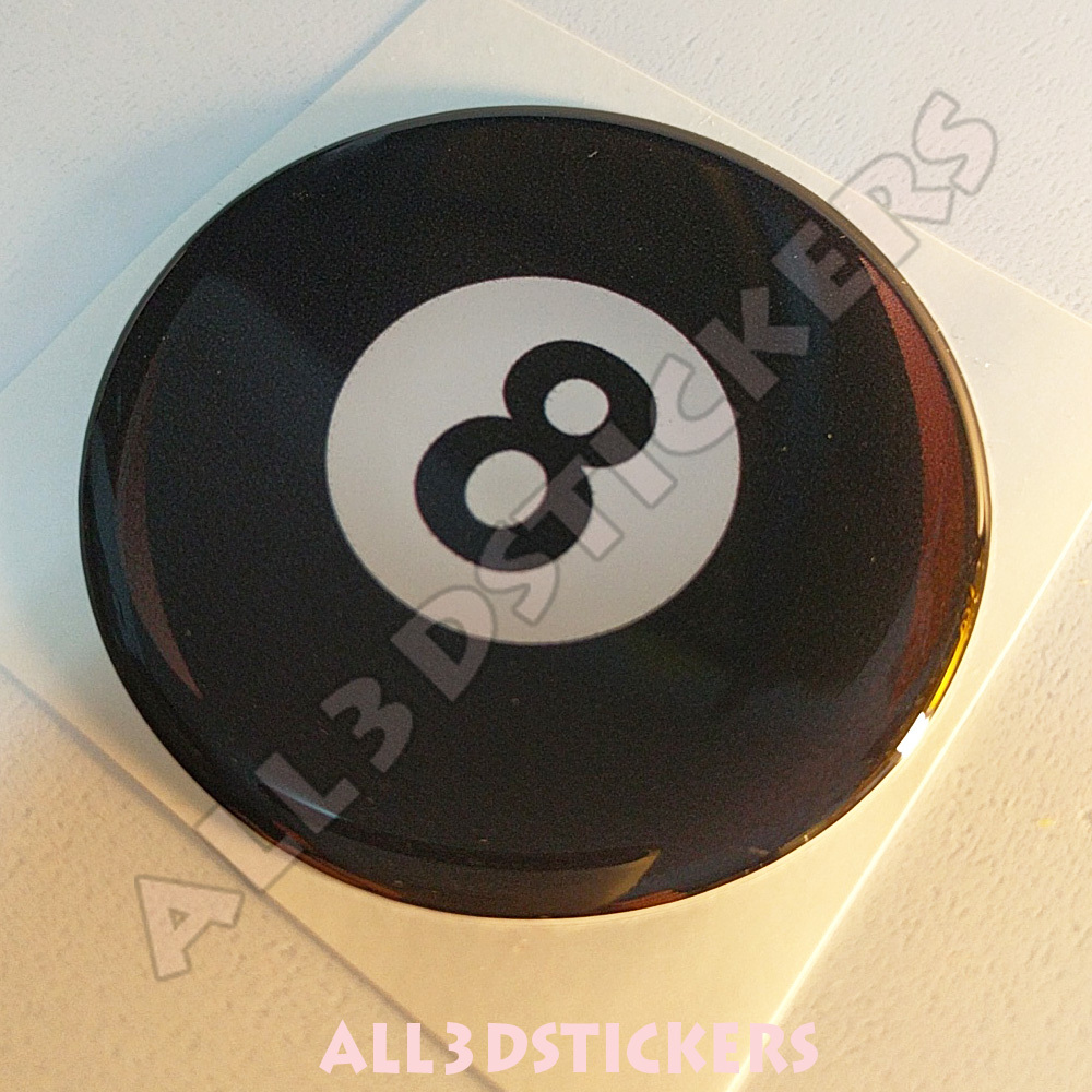 Sticker Billiard Ball Number Eight 8 Luck Adhesive Decal Resin Domed Car 3D