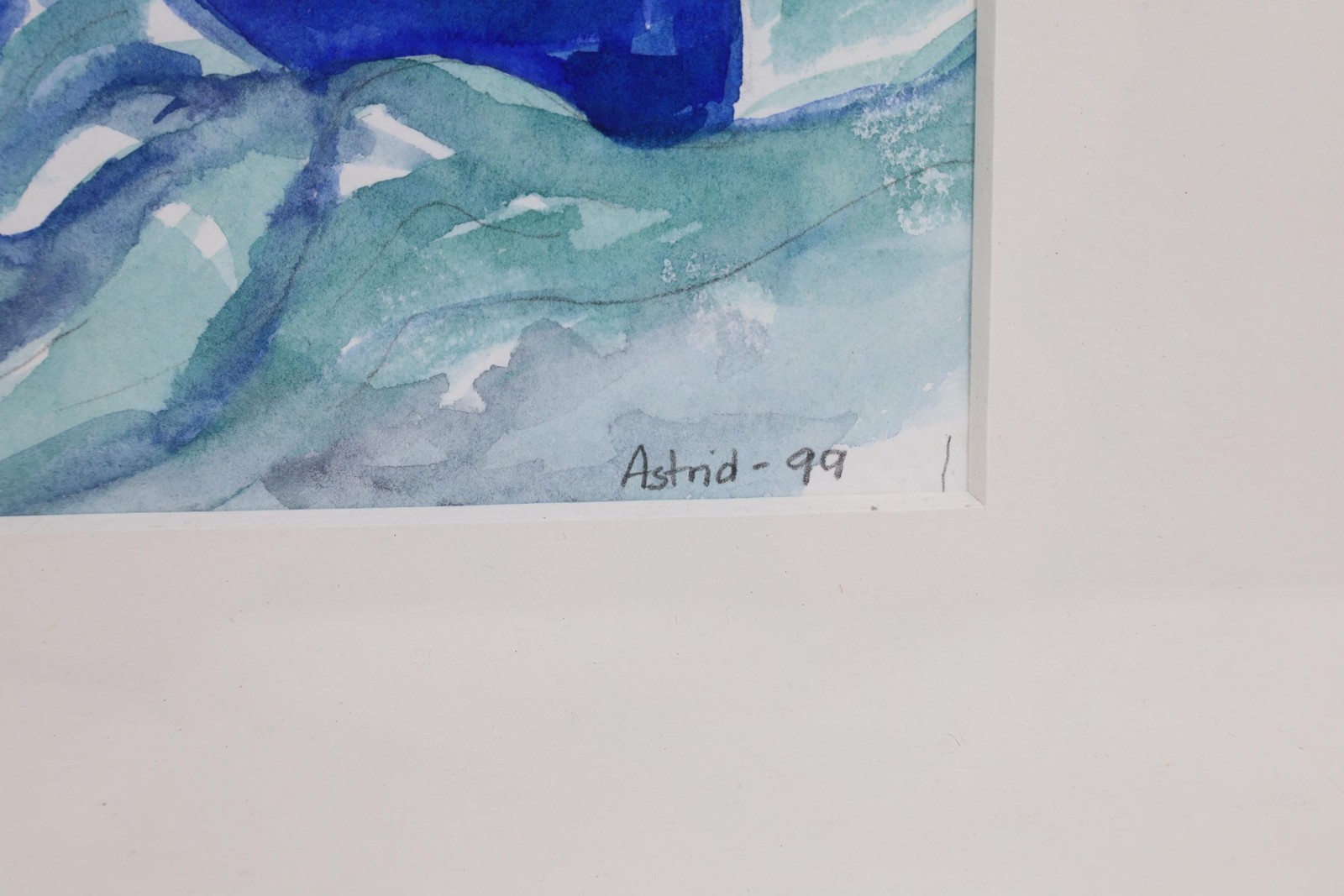 Original Norwegian Water Painting by Astrid 1999 – Vibrant Nordic Artwork with