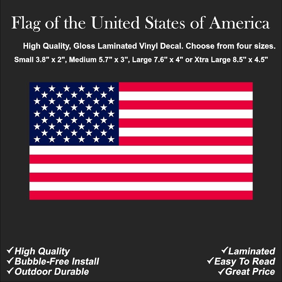 Flag of the United States of America Gloss Laminated Decal Sticker Choose Size