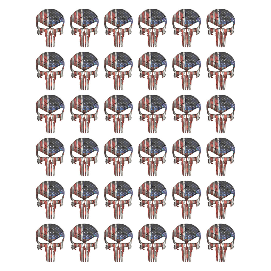 American Flag 36 Punisher 1" High Vinyl Decals Phone Laptop Gun Helmet