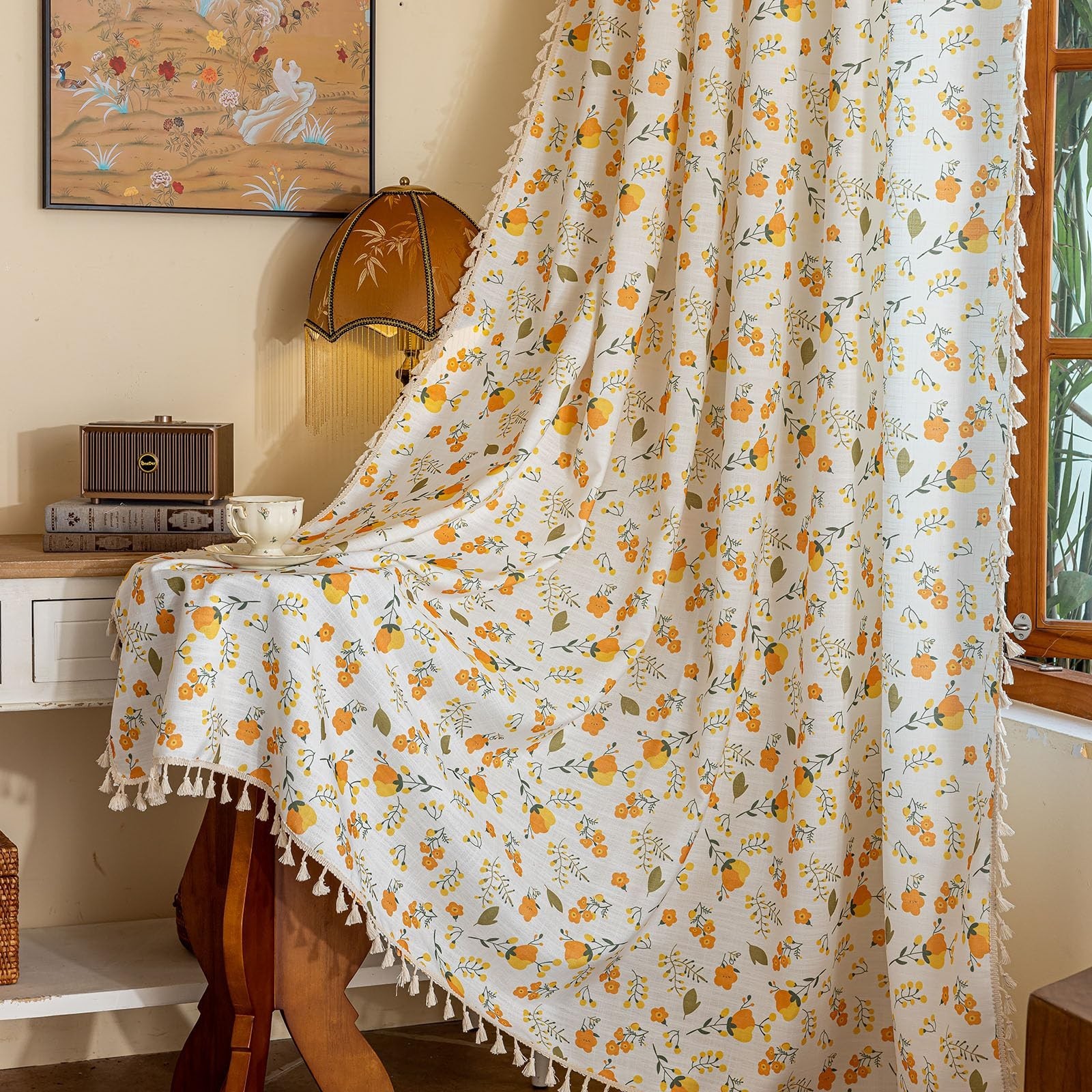 OYX Floral Curtains for Living Room Patterned Farmhouse Curtains 2 Panels,Boh…