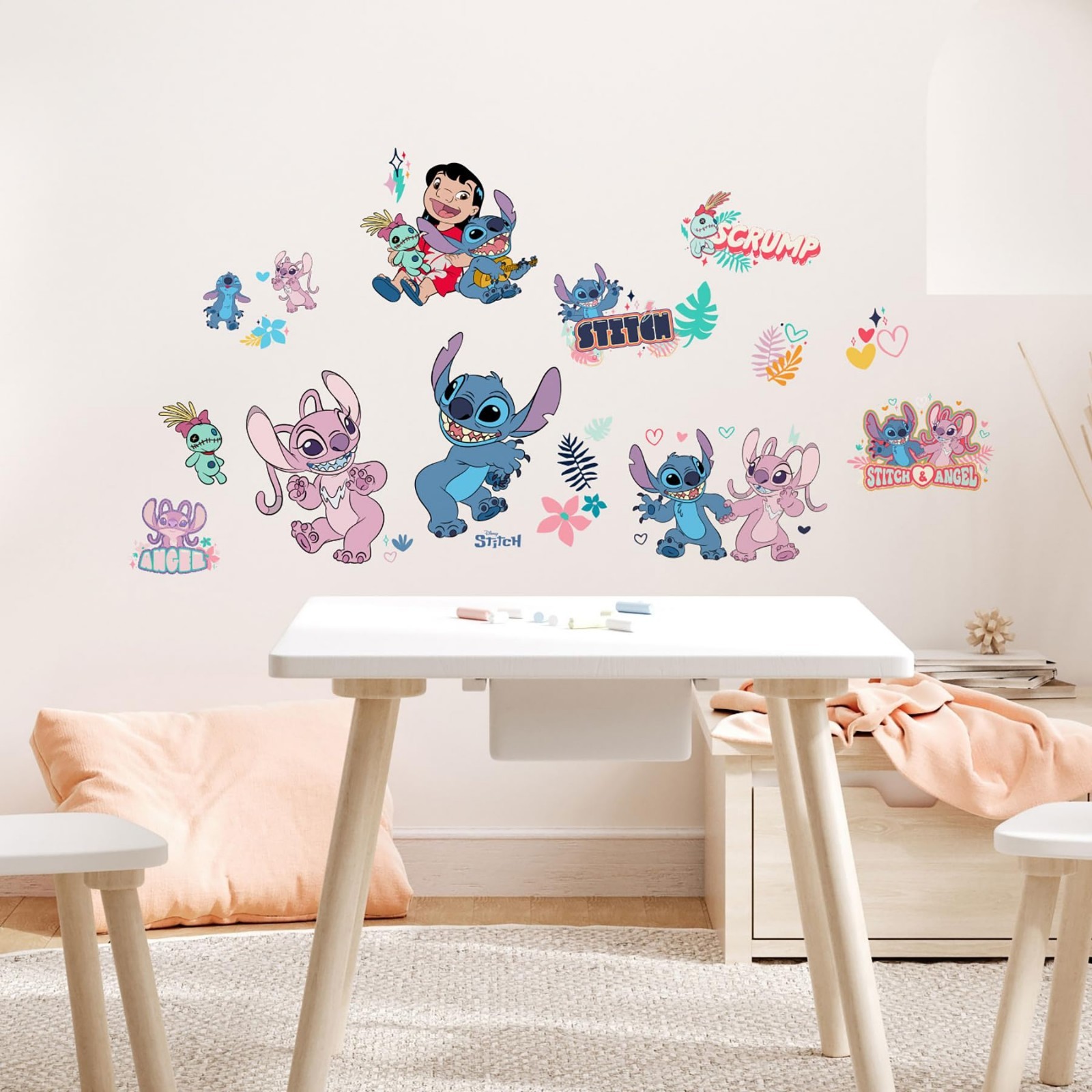 Lilo and Stitch Wall Decals – Stitch & Angel Removable Stickers for Kids' Room D