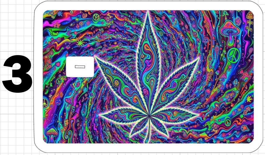 Acid Trip Weed Leaf ATM Debit Credit Sticker Skin 420 USA Trippy Retro Groovy