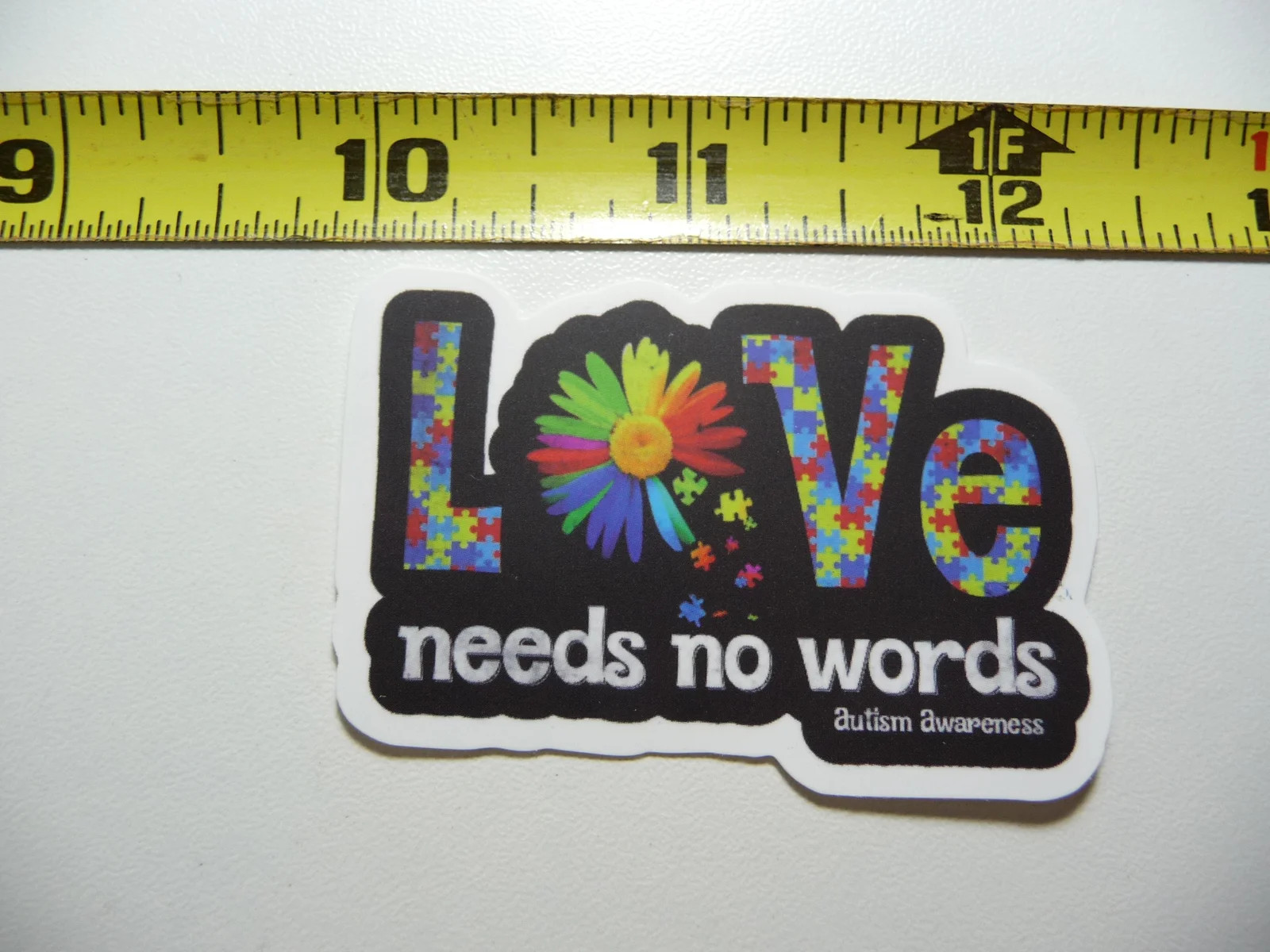 AUTISM SUPPORT SMALL STICKER DECAL LOVE NEEDS NO WORDS AWARENESS FLOWER