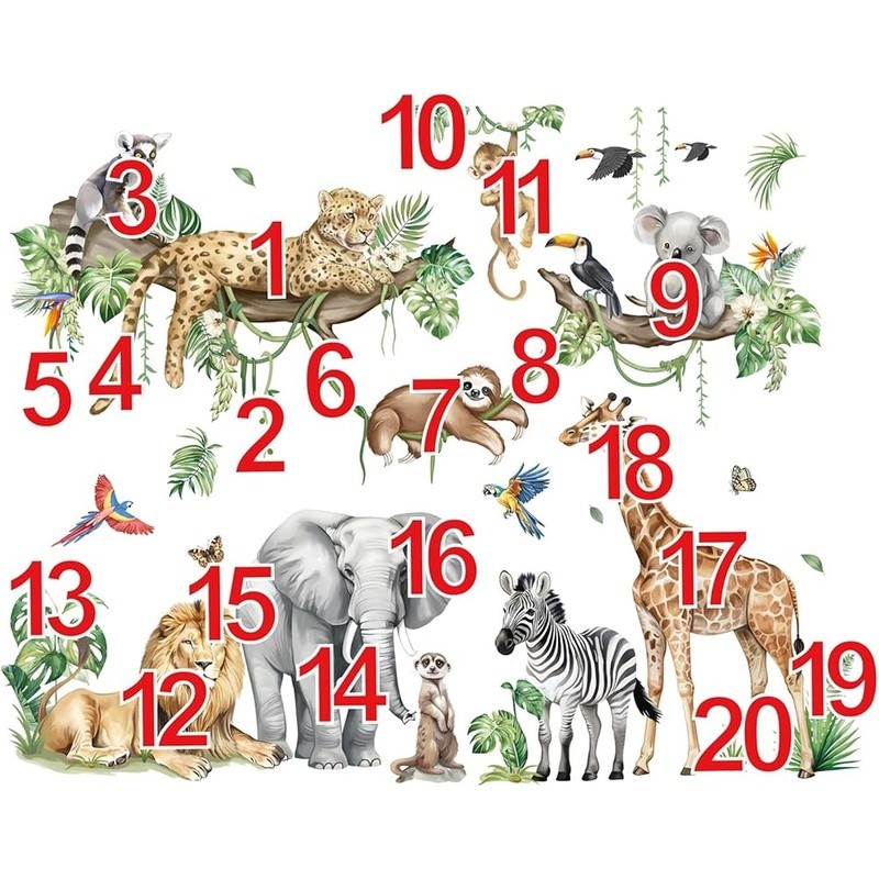 Jungle Animals Wall Decals Stickers Kids Room Nursery Decor Removable Waterproof