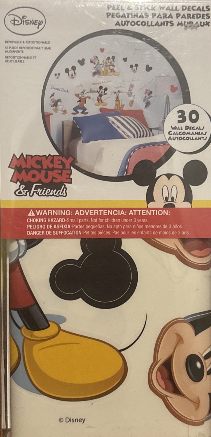 New 2012 Disney Mickey Mouse and Friends Peel and Stick 30 Wall Decals