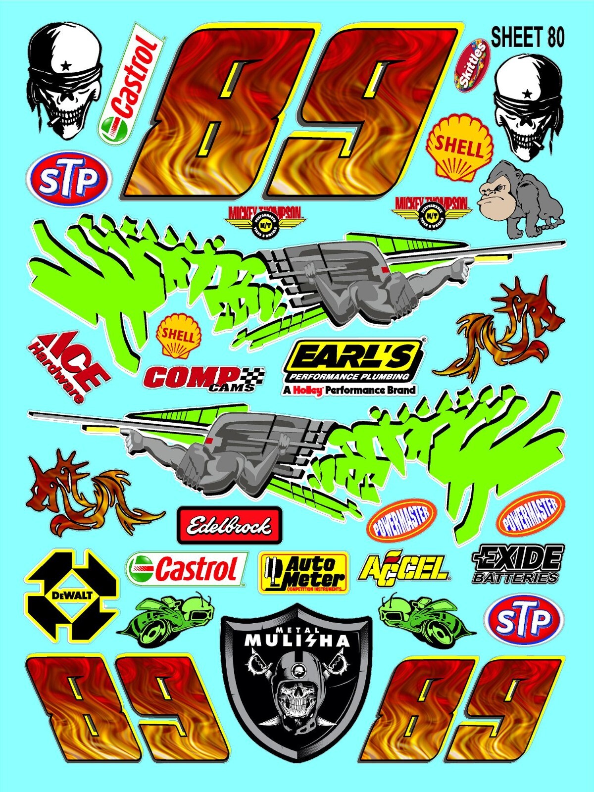 WHITE Vinyl Sticker Sheet 80-FAST-R/C MODEL Decal fits 1/10-1/16 Scale &FURIOUS
