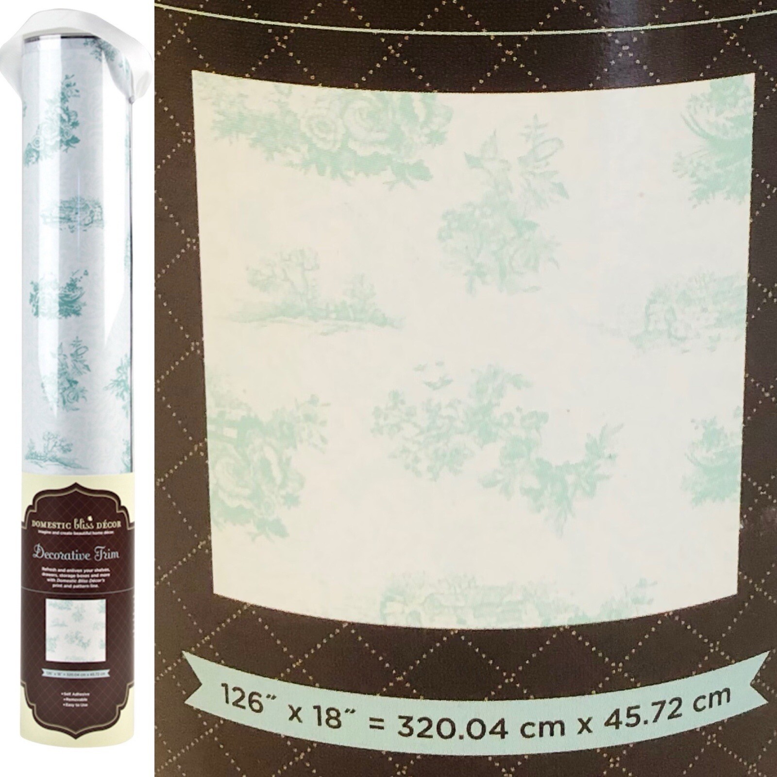 DCWV Decal Wall Art 126-inches by 18-inches Roll Toile Pattern Trim, Turquoise