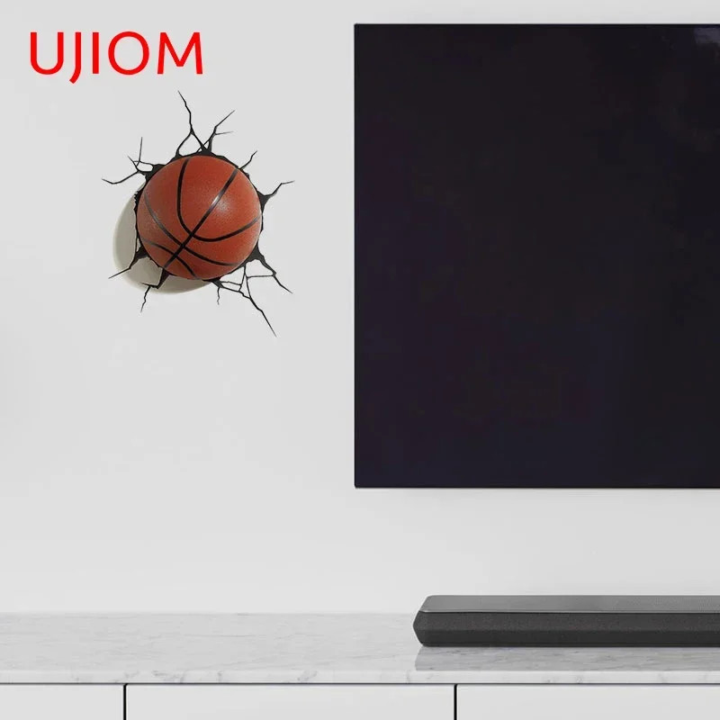 UJIOM 13cm Basketball Crack Creative Wall Sticker Scratch Proof Anime Decal
