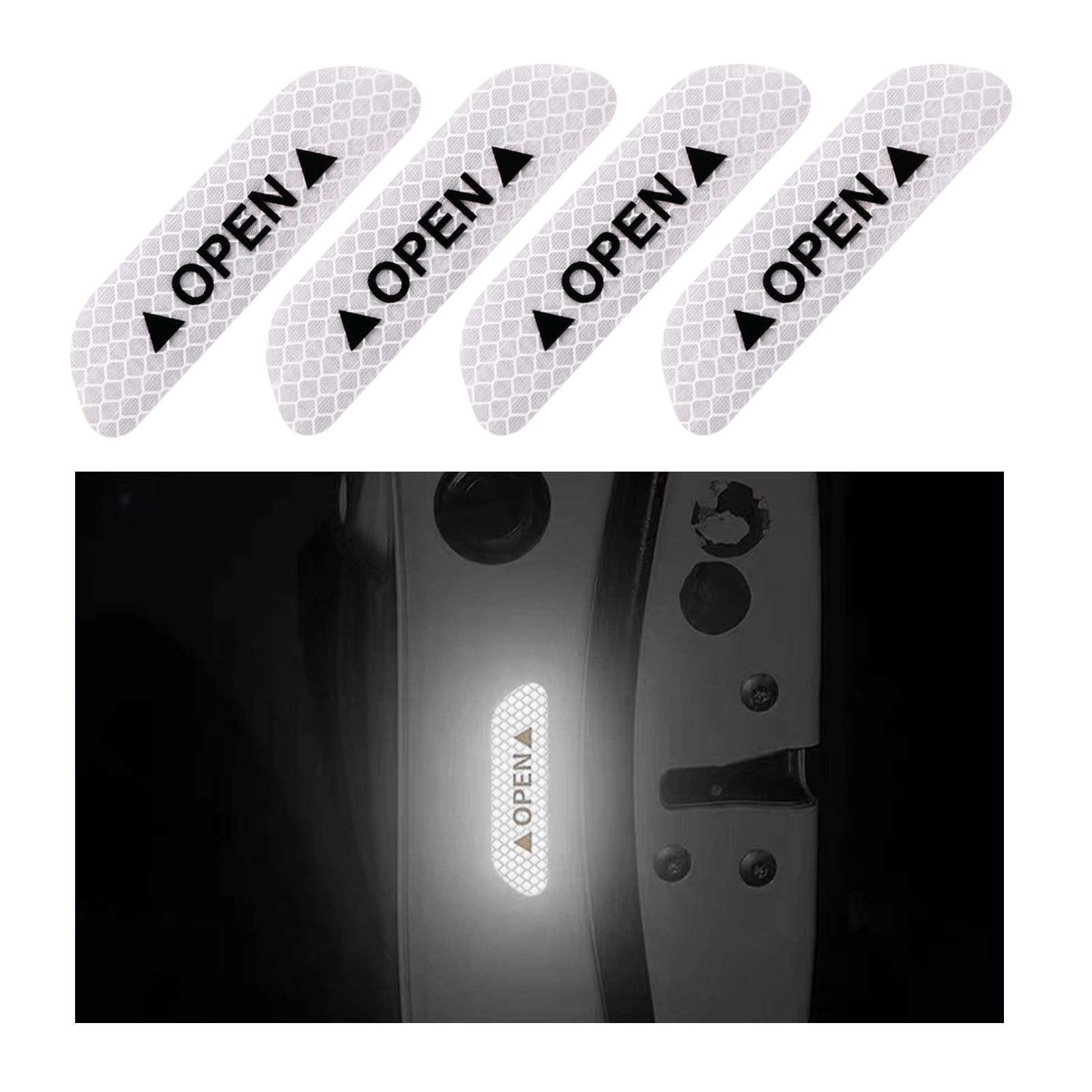4Pcs Car Door Open Reflective Stickers Night Visibility Warning Protective Strip