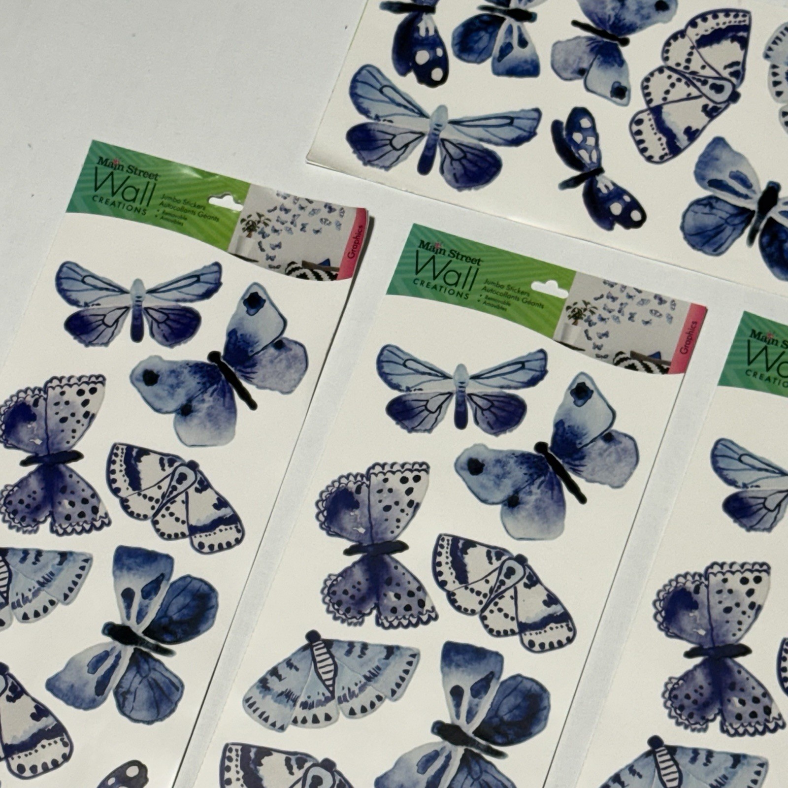 Main Street Wall Creations Butterfly Wall Art Stickers Peel & Stick Lot of 5