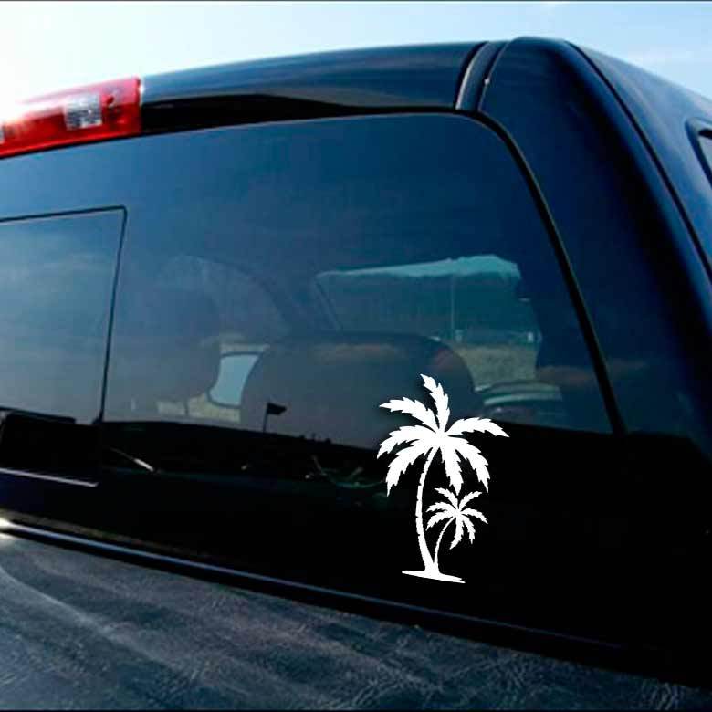 Palm Tree Duo Decal Car Window Island Tropical Beach Truck Surf Board Sticker HI