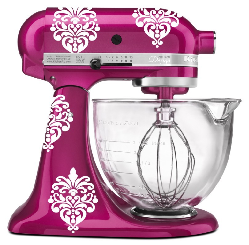 Damask Vinyl Decals for KitchenAid Mixer: Set of 8