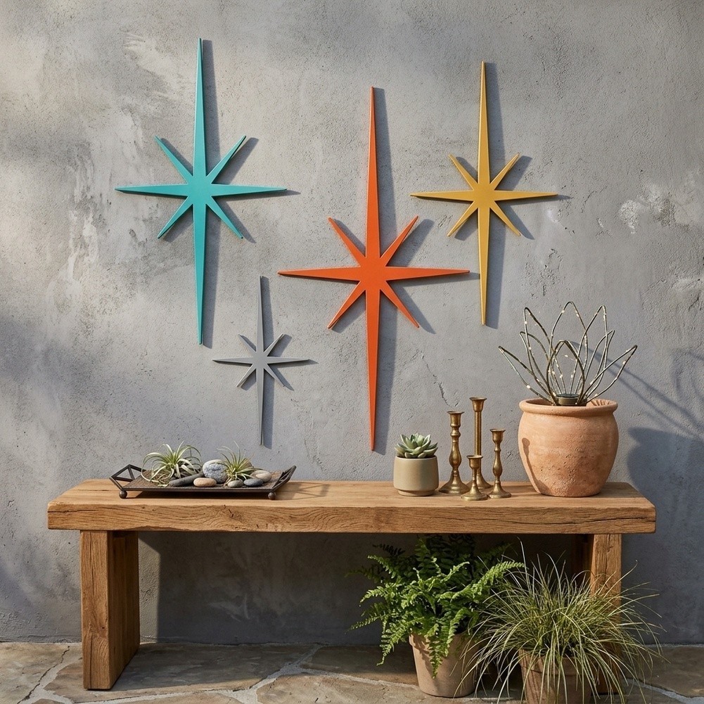 4-Pack Metal Star Silhouette Wall Decor for Garden Patio and For Home Walls