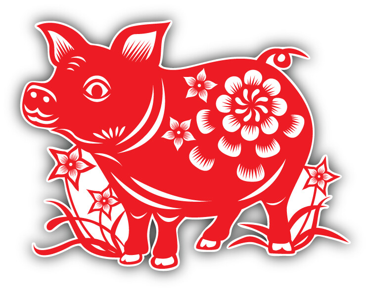 Chinese Zodiac Pig Car Bumper Sticker Decal