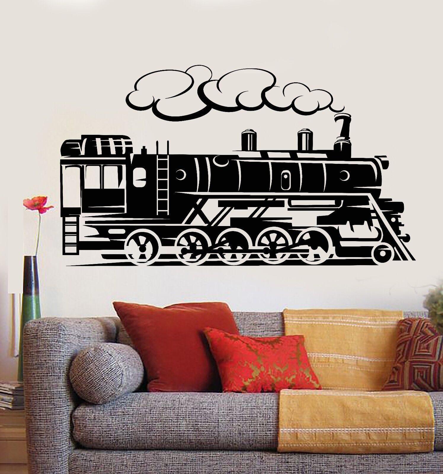 Vinyl Wall Decal Retro Vintage Train Railway Nursery Playroom Stickers (894ig)