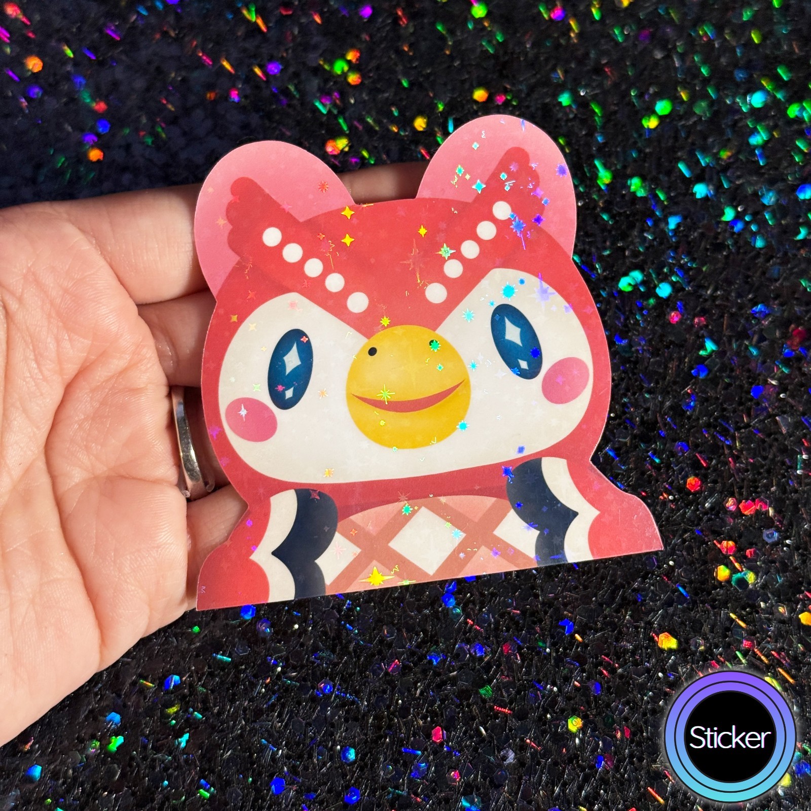 Celeste Animal Crossing Peeker Sticker, Holographic