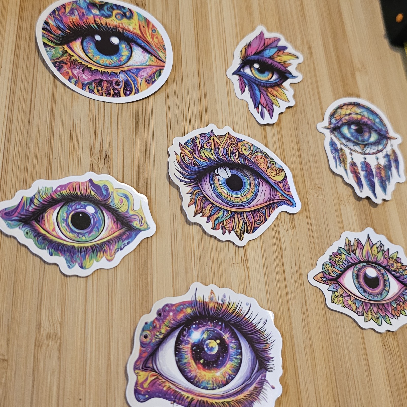 2J6 RAINBOW EYES COLORFUL BIG EYE LASHES MULTI-COLORED STICKER LOT STICKERS