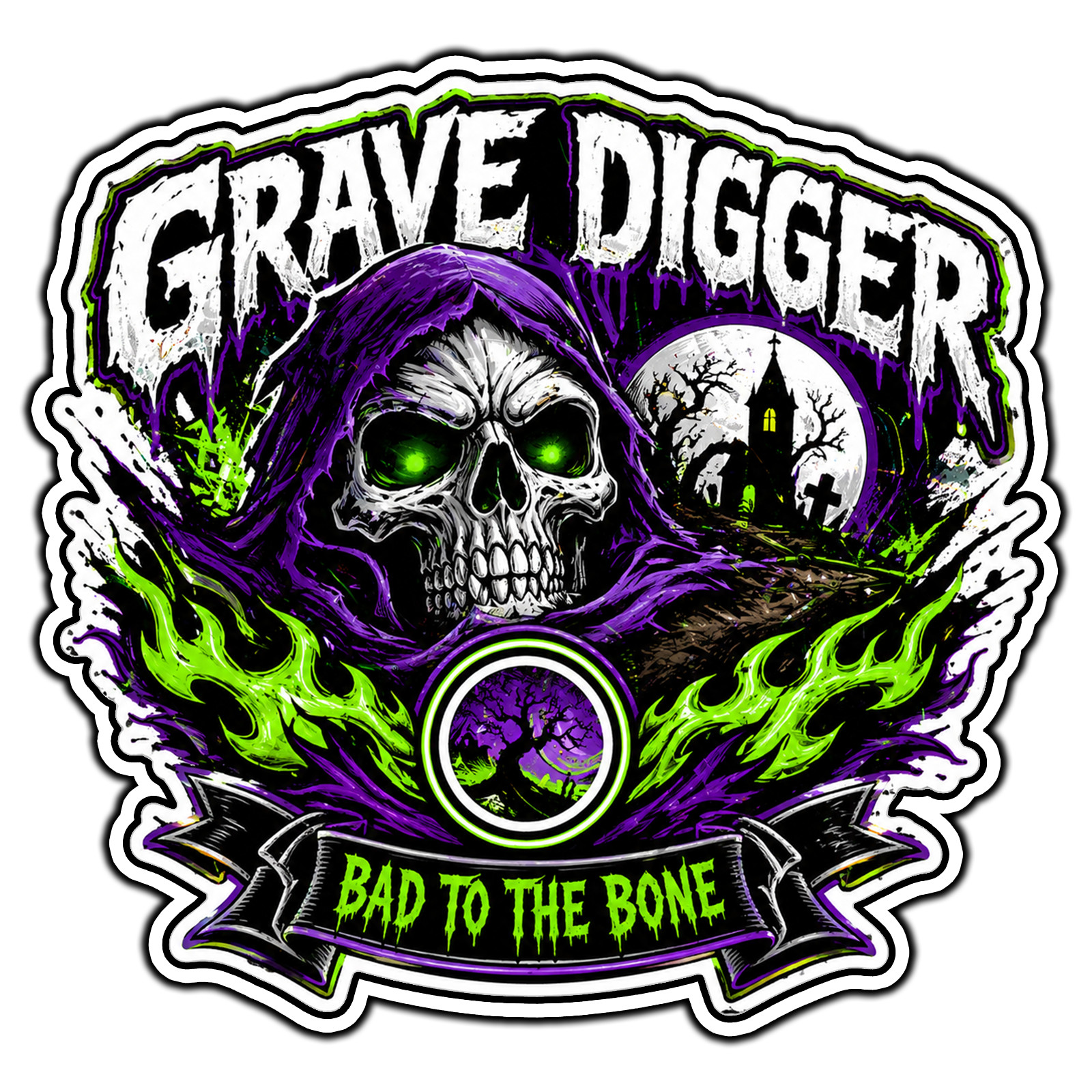 Grave Digger Bad To The Bone #1 Monster Jam Sticker Waterproof Vinyl Decal
