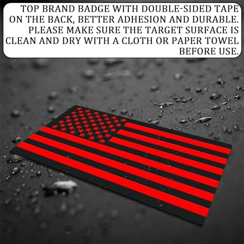 2PCS American Flag Decal Embossed 3D Metal Black and Red American Black+Red