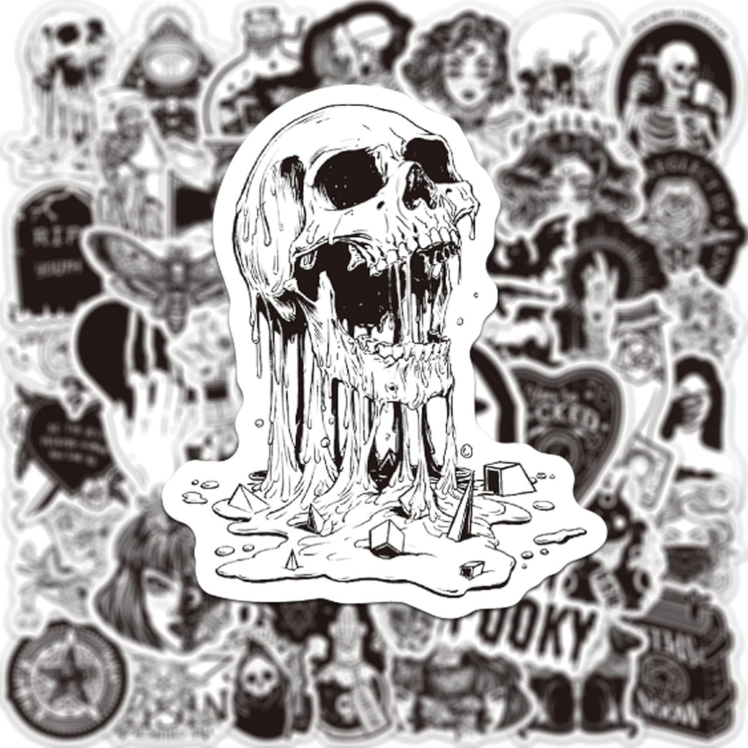 Goth Sticker Lot 50 Stickers Multicolor Horror Halloween Gothic Black And White