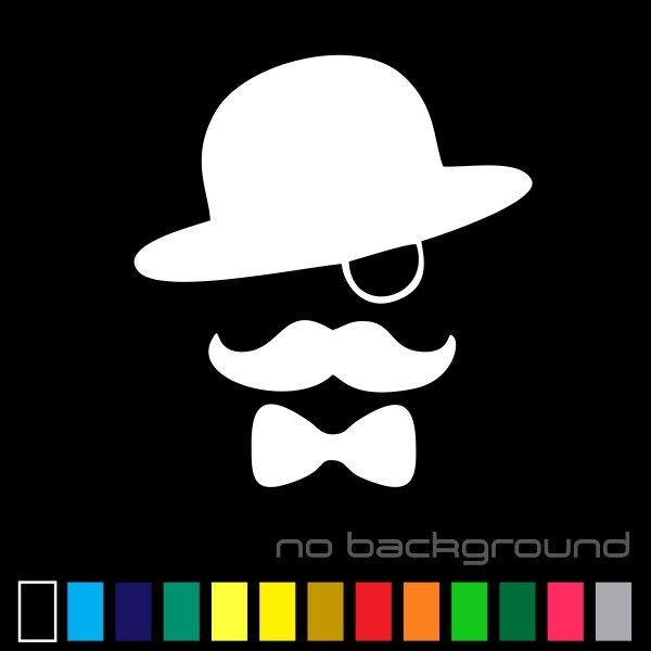 Gentleman Sticker Vinyl Decal – Sir Hat Monocle Mustache Tie Car Window Bumper