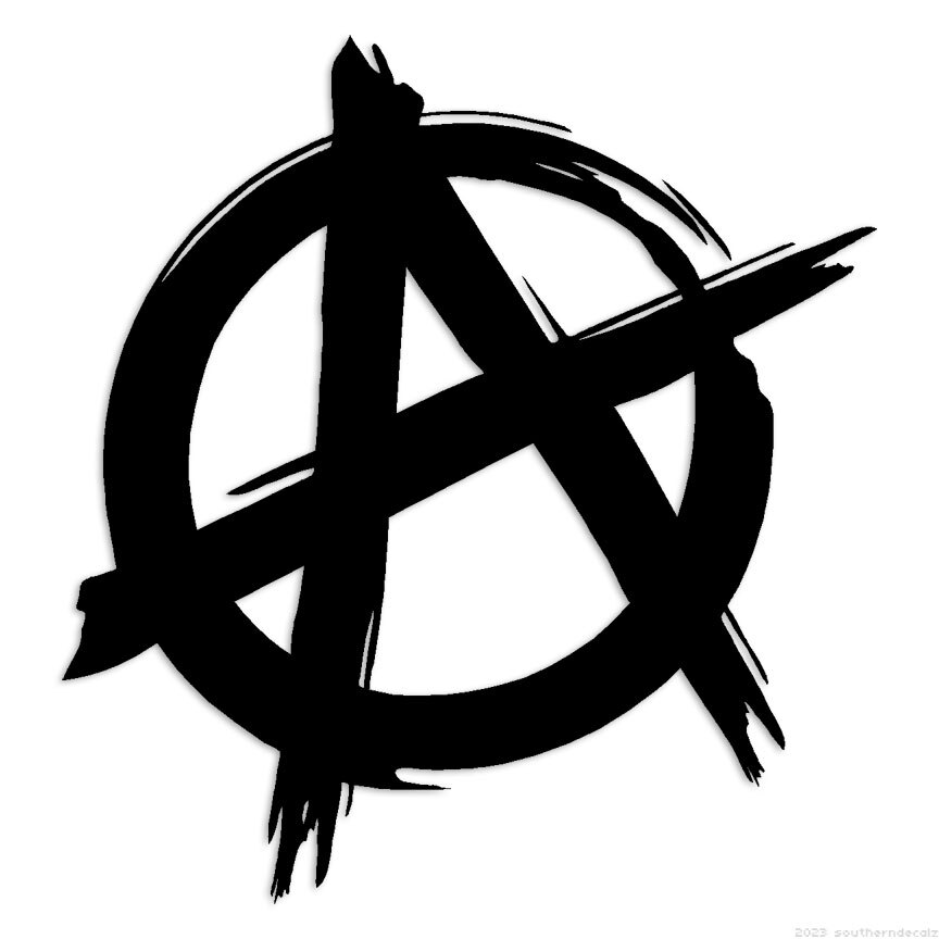 Anarchy Symbol – Decal Sticker – Multiple Colors & Sizes – ebn7217