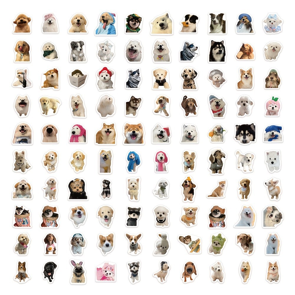 100pcs Realistic Cat Dog Stickers Cute Kitten Puppy Vinyl Laptop Bottle Decals