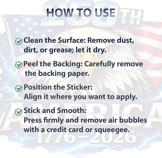 18 Pcs USA 250Th Anniversary Stickers, Waterproof Vinyl Decals, 1776 2026 Eagle