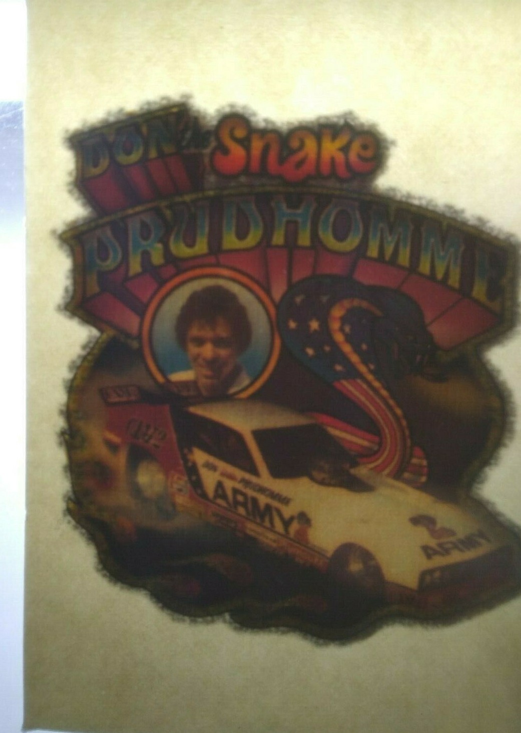 Don Snake Prudhomme Race Car Screamin Glitter Iron-On Decal Donruss 1970s