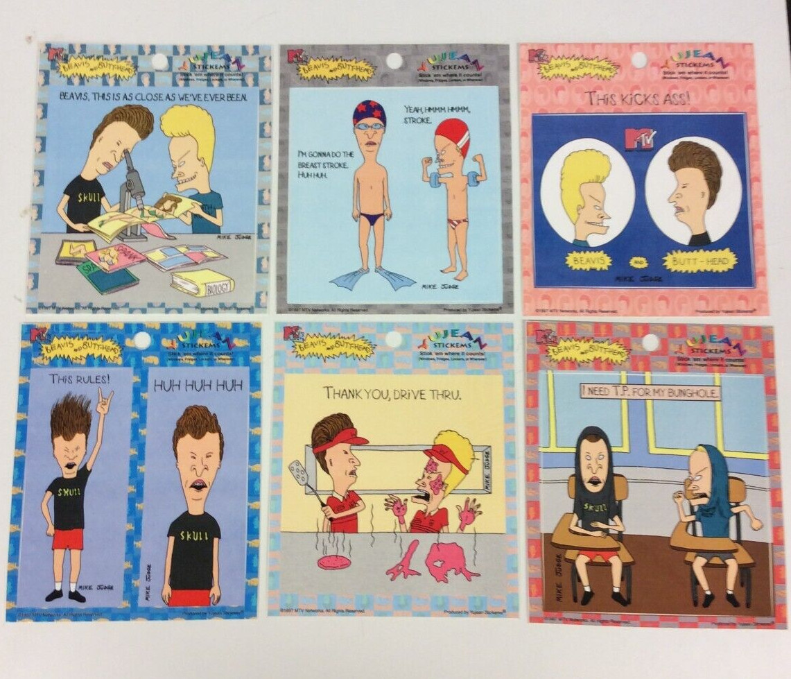 6 Beavis & Butthead Stickers 5" Vinyl decals – MTV Mike Judge