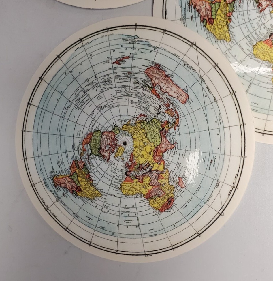 FLAT EARTH 🌎 MAP STICKER 5 inches in diameter
