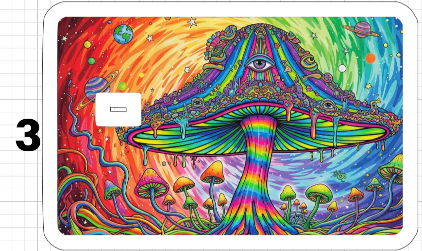 Acid Trip Magic Mushroom ATM Debit Credit Sticker Skin Trippy Retro Groovy Gift