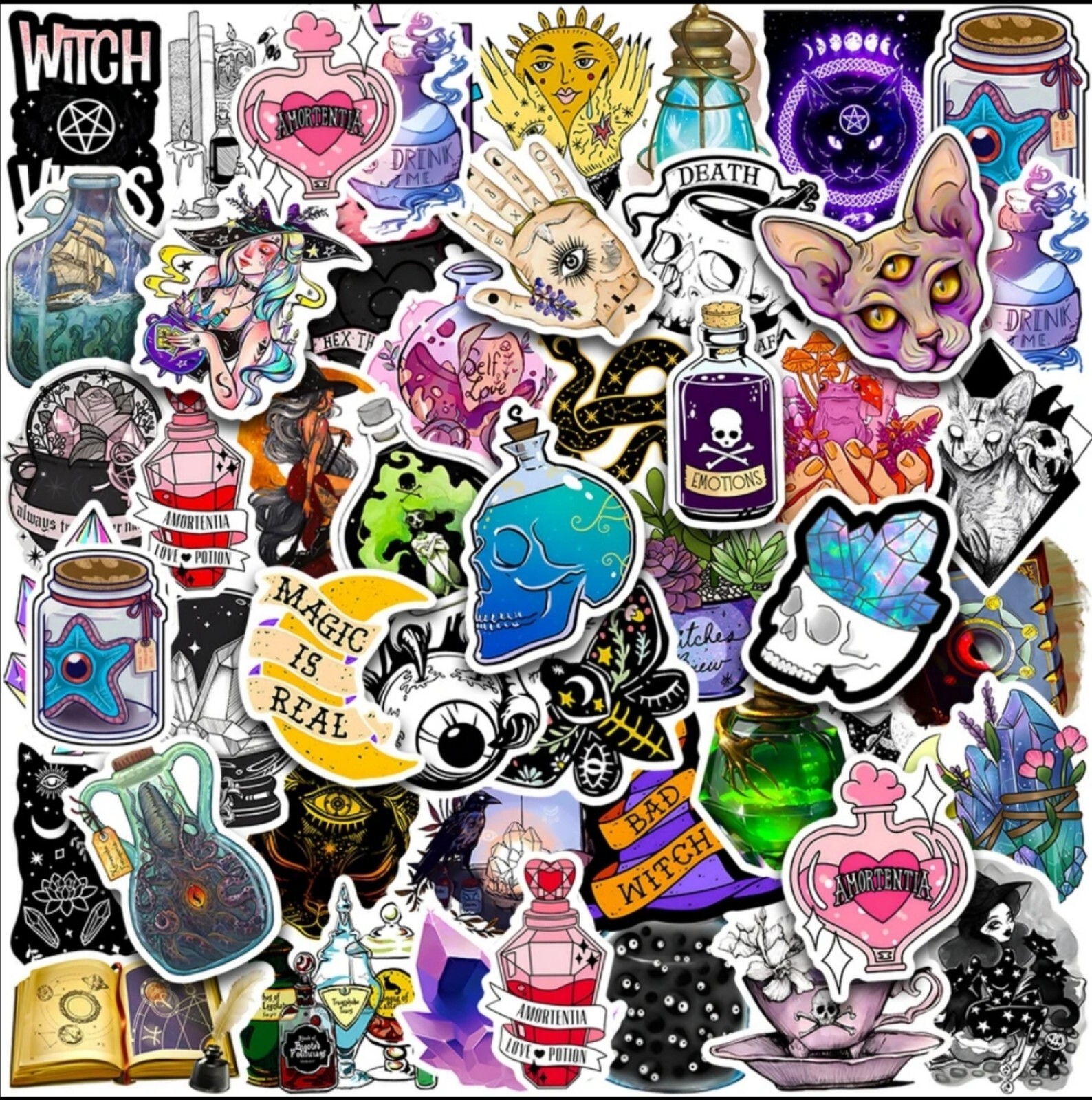 10 PCS Halloween Witchy Witch Spooky Creepy Magic Boho Mix Stickers BRAND NEW