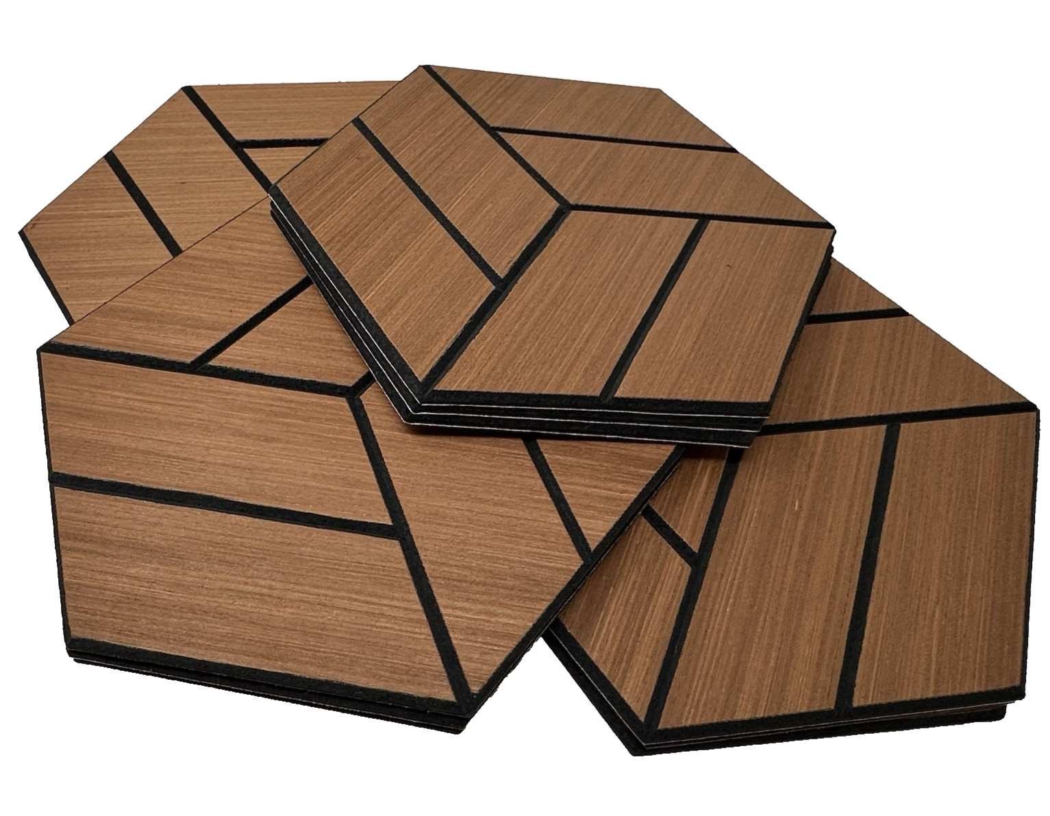 12 Hexagon Acoustic Veneer Wood Wall Panels in Oak Color Adhesive Back New NoBox