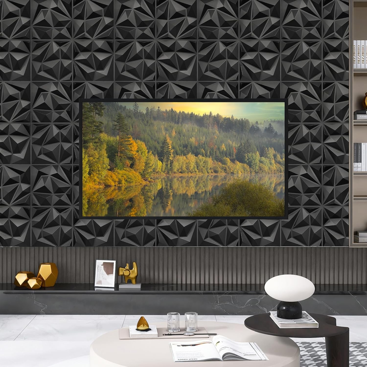 33 Pack Decorative 3D Wall Panels Interior Wall Decor,12"x12" Black Diamond