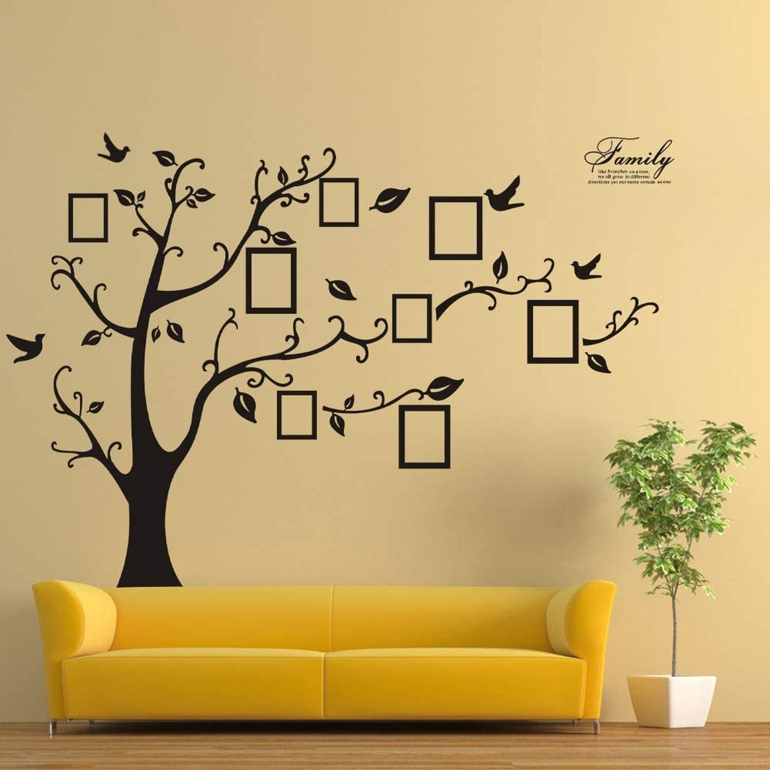 zhiyu&art decor Large Family Tree Wall Decal, DIY Black Photo Frame Tree Wall…