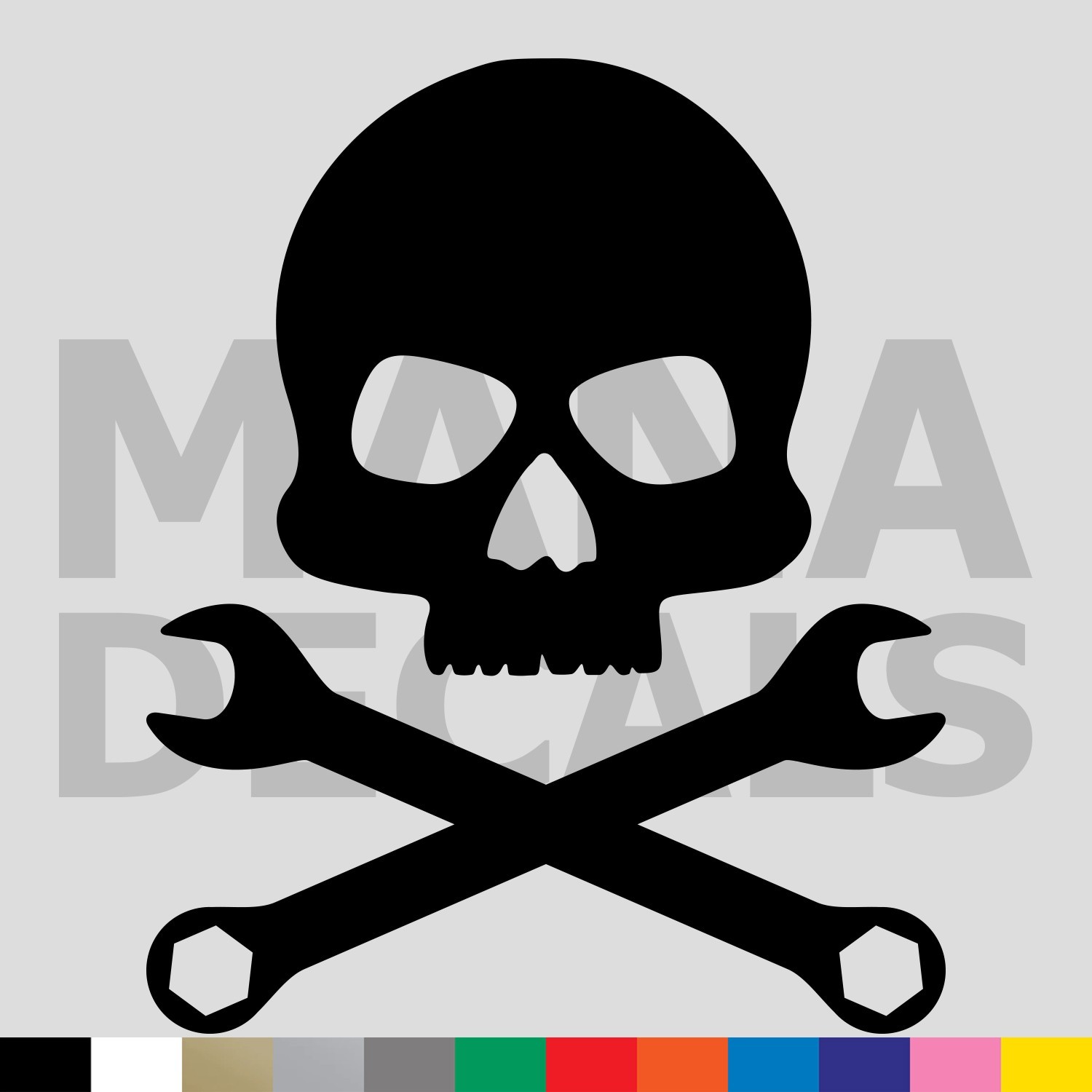 Skull and Crossed Wrenches Vinyl Die Cut Decal Sticker – Mechanic Car Motorcycle