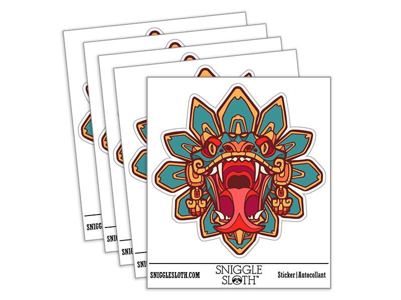 Aztec Quetzalcoatl Feathered Serpent Head Vinyl Sticker Set – 5 Pack