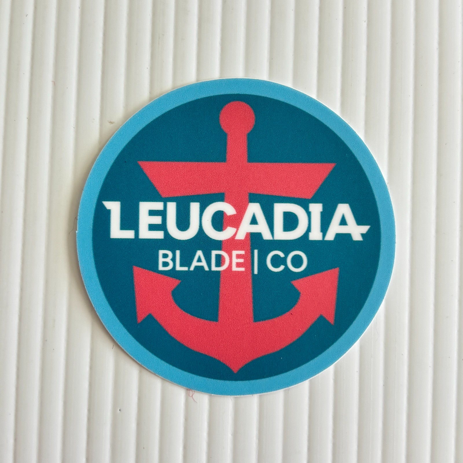 Leucadia Blade Co Knife Sticker 2.5in Round Blue