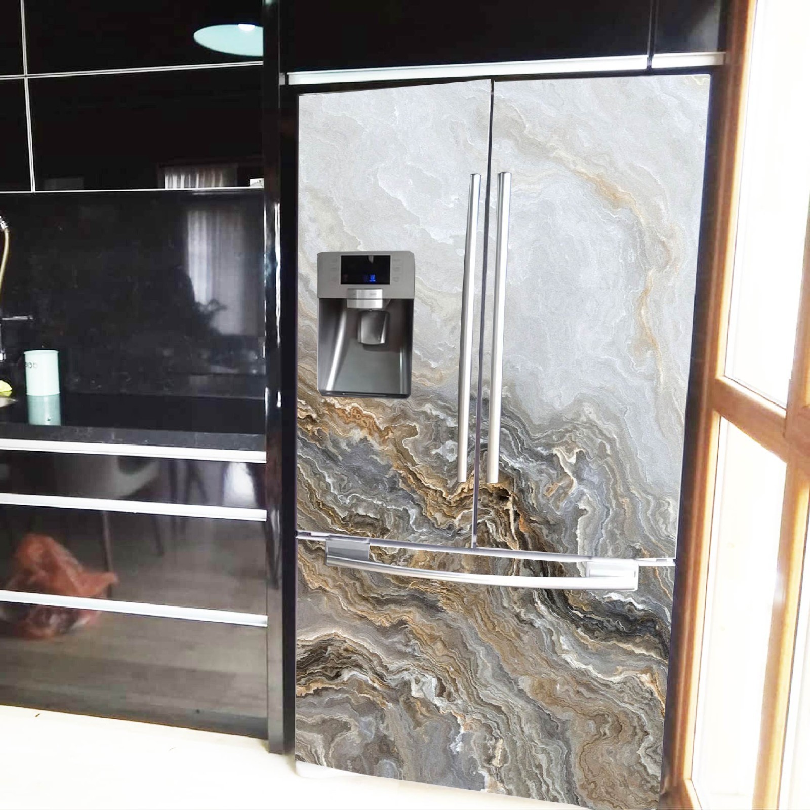 Marble Fridge Wrap Waterproof, Durable Kitchen Vinyl